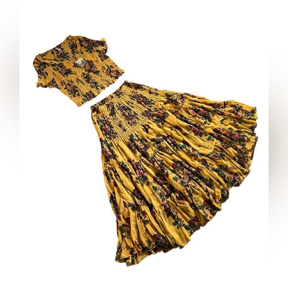 Free People Blooming Romance Goldenrod Top & Skirt Combo - Picture 9 of 17
